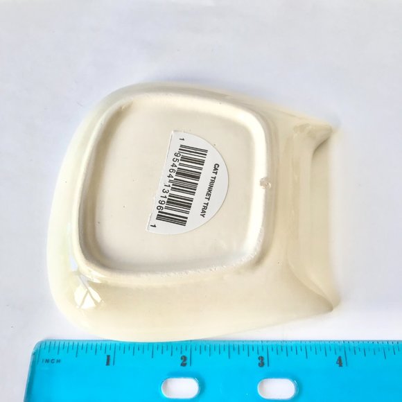 Ceramic Cat Trinket Dish Jewelry Tray Soap Dish Pink Blue Purple Cream Kitty - Picture 15 of 15